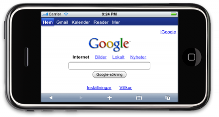 Iphone-anpassad sajt för Google